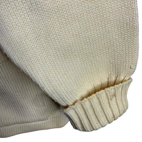 Vintage 70s Cardigan Varsity Sweater S Cream Wool Blend Pockets High School Band - Picture 8 of 12